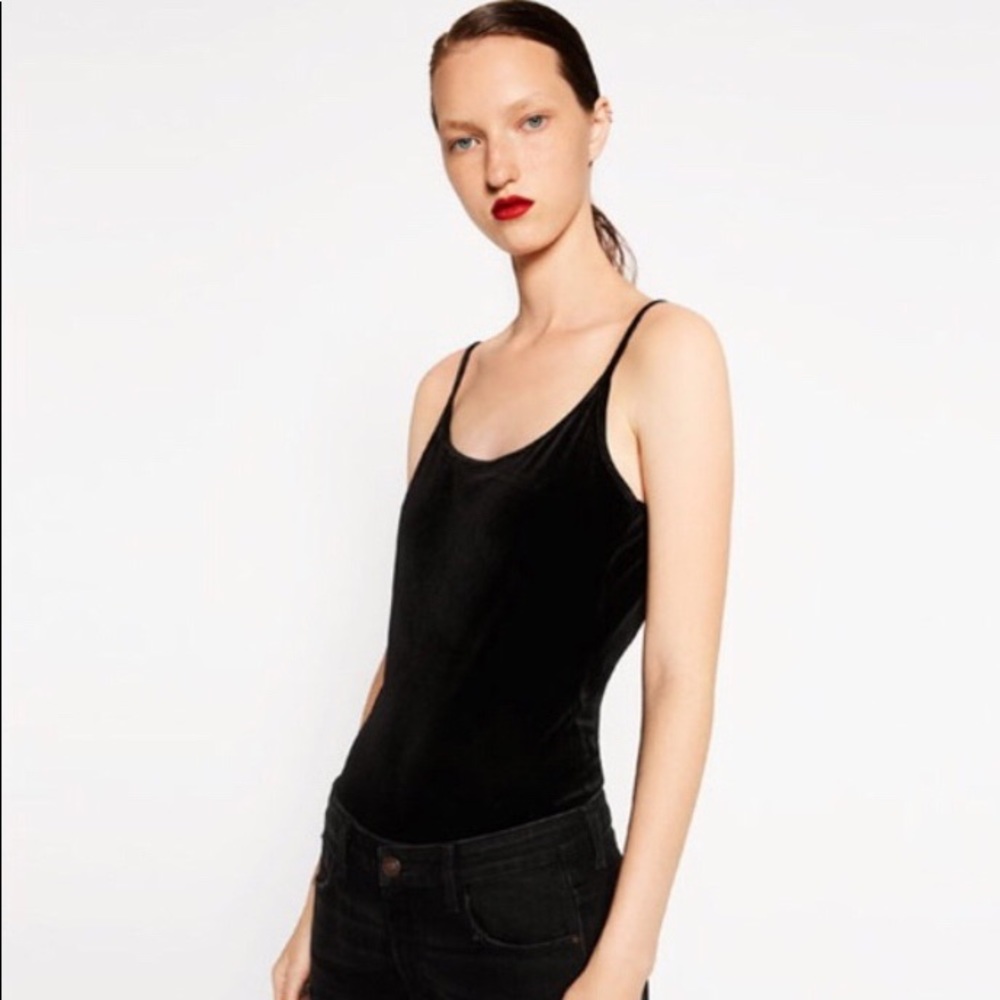 Zara Velvet Open Back Bodysuit Small